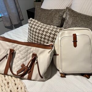 Stylish Cream and Brown Bag Set